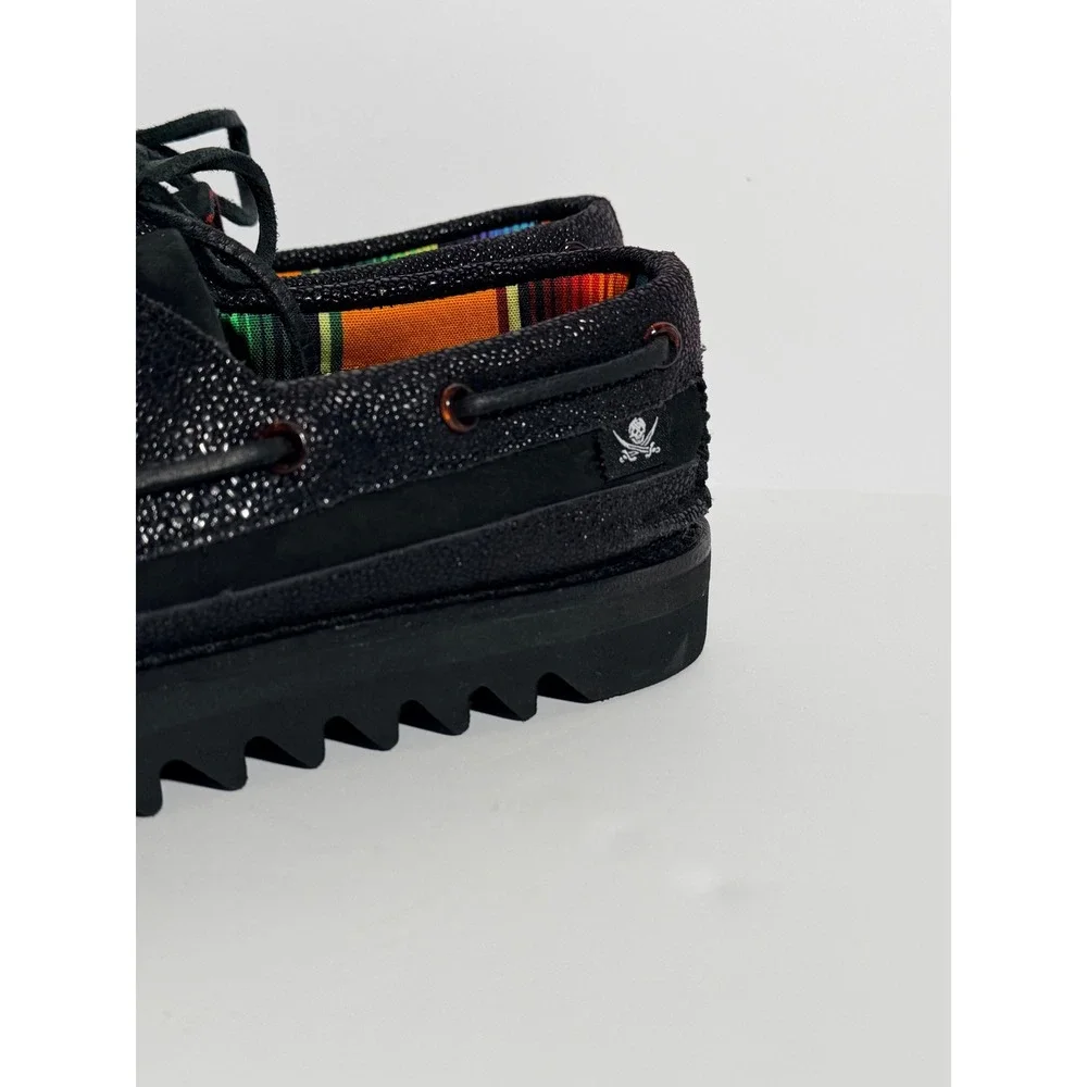 Sperry x Freshjive Boat Shoes Mens Size 7 Black Stingray Vibram Ripple Sole